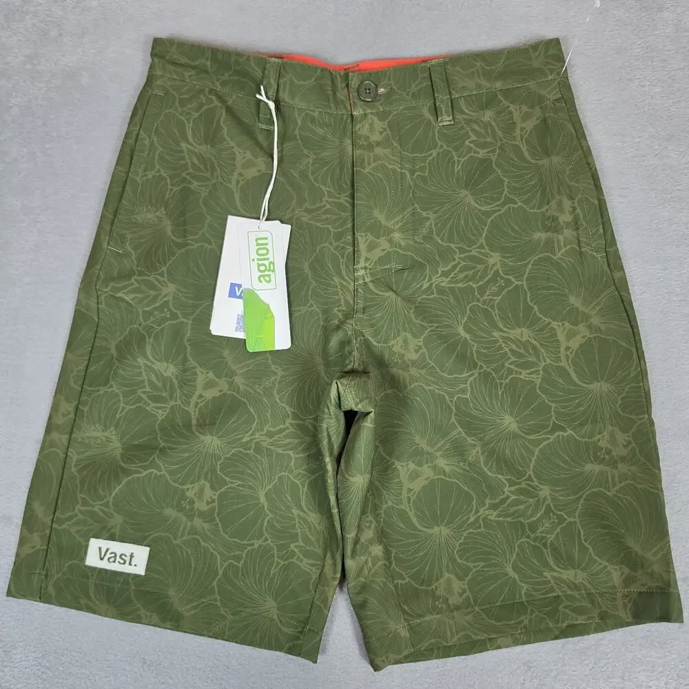 Vast Men's Board Shorts Size 28 Green Floral Surf Swim Hybrid Beach Walk Shorts